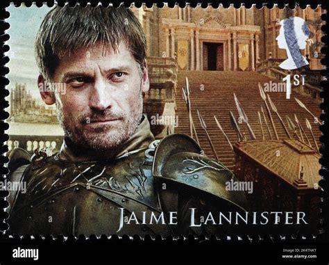 Character Jaime Lannister Of Games Of Thrones On Stamp Stock Photo Alamy