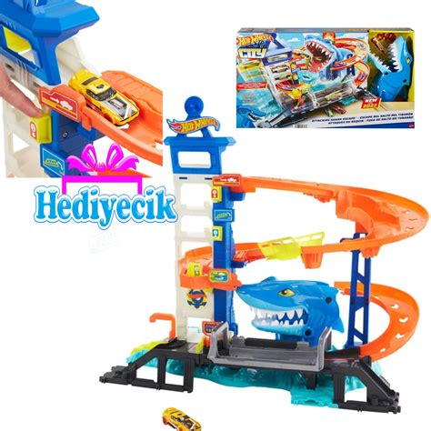 Hot Wheels Track Set And Scale Toy Car City Shark