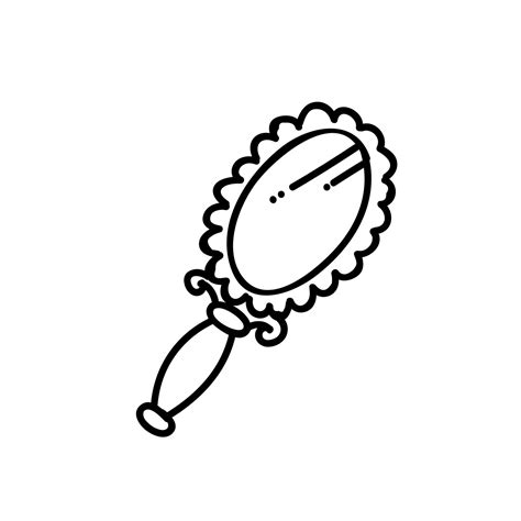 Vintage Beauty Hand Held Mirror Hand Drawn Vector Illustration