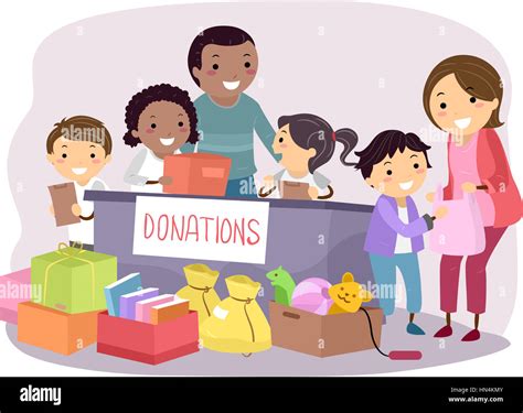 Stickman Ilustración De Niños Realizando Una Campaña De Donación