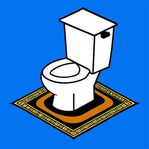 Premium Vector Toilet Bowl On Blue Rug Vector Illustration