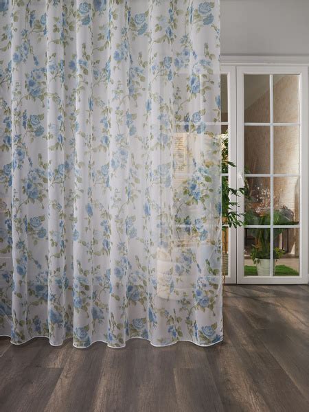 Тюль вуаль с рисунком SANPA HOME 300х260, на ленте, голубой, 1 шт ...
