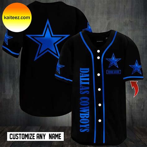 Dallas Cowboys Black Custom Name Baseball Jersey - Kaiteez