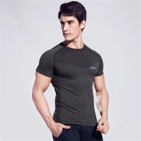 Men S High Elastic Quick Dry T Shirts Round Neck Short Sleeve Fitness Running Sports Shirt In