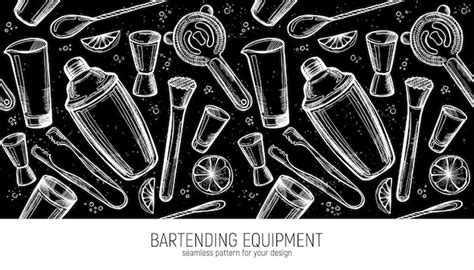 Premium Vector Bartending Equipment Seamless Pattern