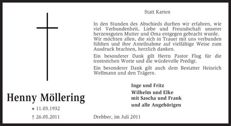 Traueranzeigen Von Henny M Llering Trauer Kreiszeitung De