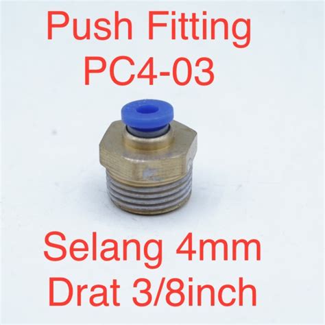 Jual PC4 03 Pneumatic Nepel Fitting Lurus Selang 4mm Drat 3 8inch