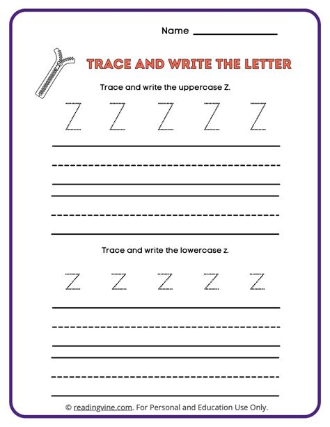 Letter Z Tracing Worksheets For Preschool