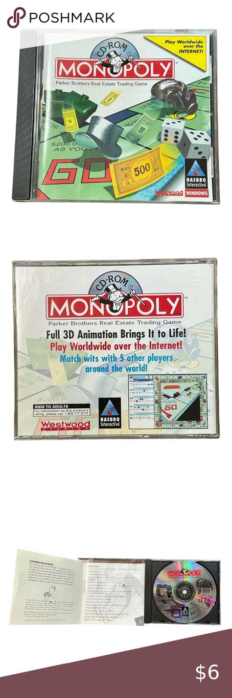 Hasbro Interactive Monopoly Windows Pc Computer Game Cd Rom Pc