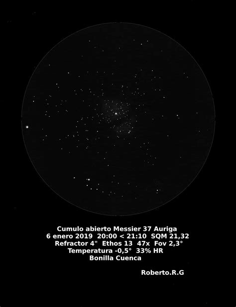 Observaciones astronómicas visuales Observación cumulo abierto Messier