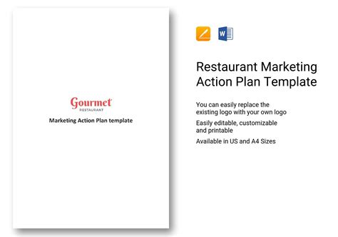 Restaurant Marketing Action Plan Template In Word Apple Pages