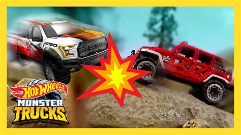 Trucks Vs Cars Challenge Race To Hot Wheels HQ Monster Trucks