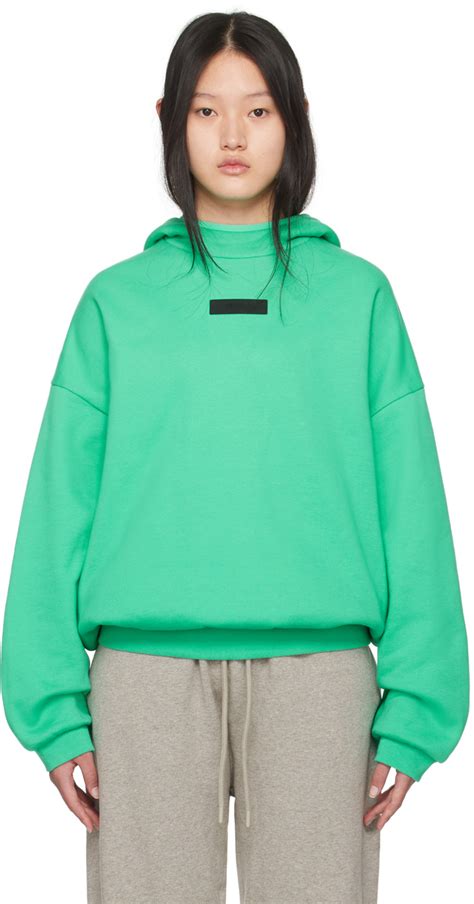 Green Pullover Hoodie By Fear Of God Essentials On Sale