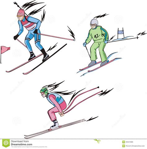 Biathlon Und Alpines Skifahren Vektor Abbildung Illustration Von