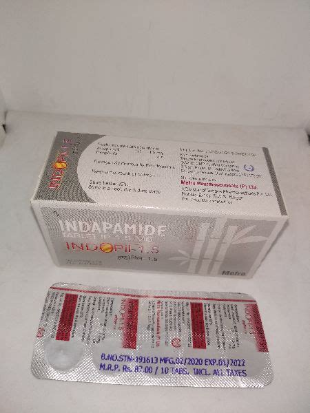 Indopil 1 5 Indapamide 1 5 Mg Tablets At Best Price In Mohali Id 5751008