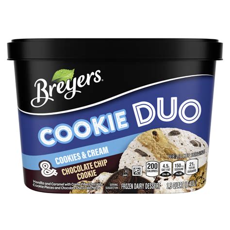 Breyers Frozen Dairy Dessert Cookie Duo Cookies And Cream And