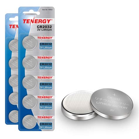 Tenergy 3V CR2032 Batteries Lithium Button Coin Cell 2032 Battery