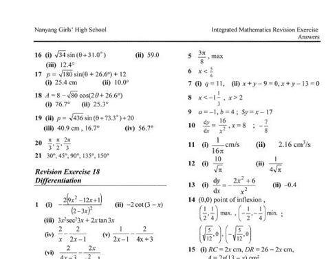 Upper Secondary Nanyang Girls Math Topical Revision Booklet NYGH Year