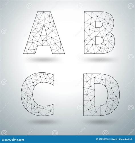 Vector Mesh Stylish Alphabet Letters A B C D Stock Vector