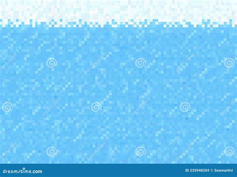 Cubic Pixel Game Snow Ice Water Block Background Stock Vector