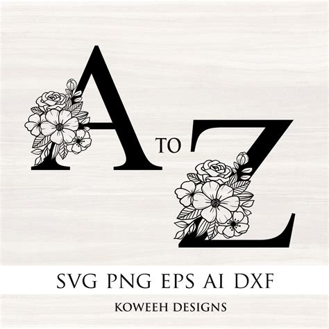 Alphabet Floral Svg Lettres Florales A Z Svg Svg Alphabet Etsy France