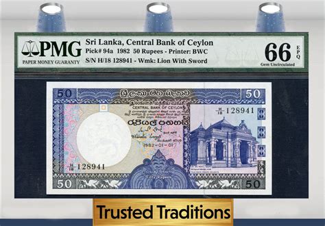 Welt Banknoten Rupees Tt Pk A Sri Lanka Pmg Epq Gem Pop