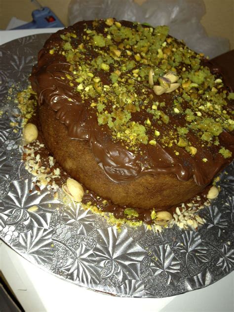 Pistachio Cake With Nutella Toping ☺ Pistachio Cake Food Cake