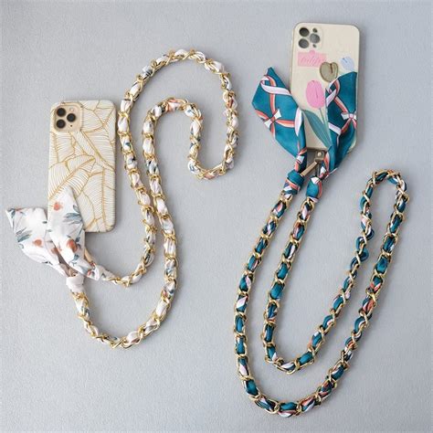 Silk Scarf Crossbody Phone Strap Lanyard Cm Qeeca Case