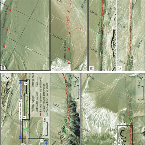 Map View Of The Surface Ruptures Corresponding To The Yutian