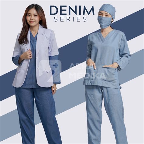 Jual Denim Basic Seragam Jaga Oka Medis Baju Perawat Dokter