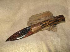 Triple Flow Obsidian Dagger Paleo Knife Cholla Cactus Wood Handle