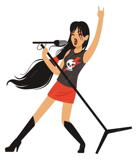 Premium Vector Pretty Female Rock Singer Punk Girl Singing