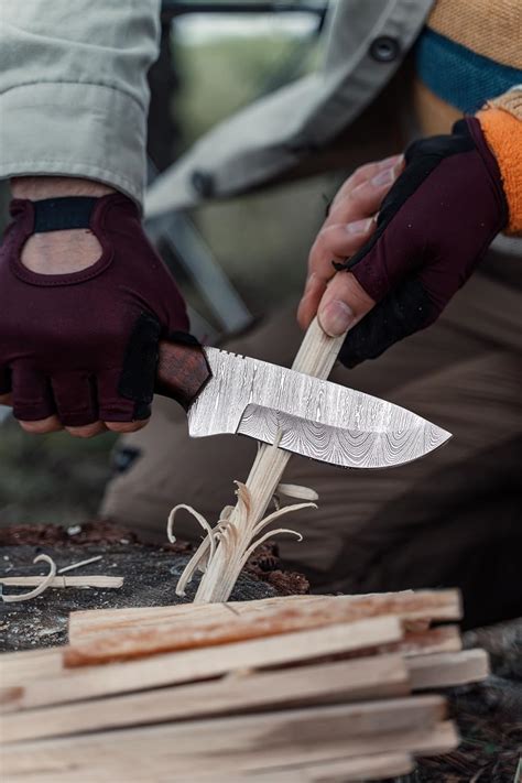 Cuchillo Hecho A Mano De Hoja Fija De Acero Damasco Cuchillo De Caza