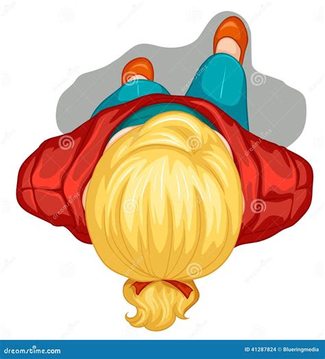 A Topview Of A Woman Standing Stock Vector Illustration Of Aerial