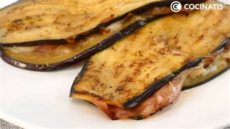 Libritos de berenjena con jamón y queso al horno Receta fácil y deliciosa