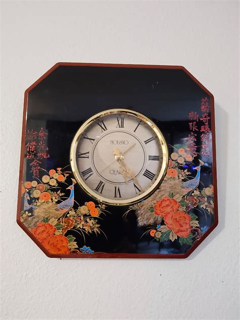 Vintage Japanese Wall Clock Hand Painted Asian Wall Hanging Etsy