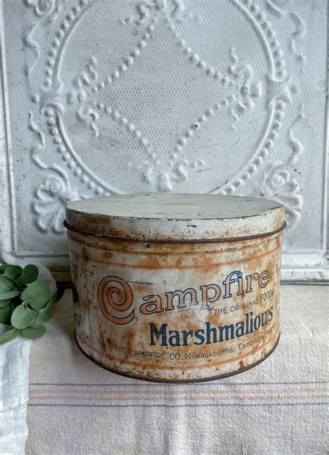 Antique Campfire Marshmallows Tin Vintage Decor Antique Etsy