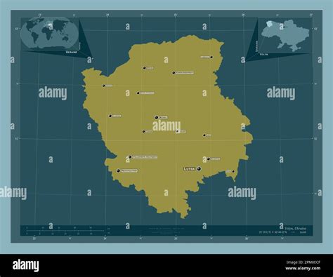 Volyn Region Of Ukraine Solid Color Shape Locations And Names Of