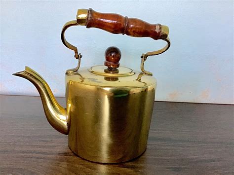 Vintage Small Solid Brass Teapot Etsy