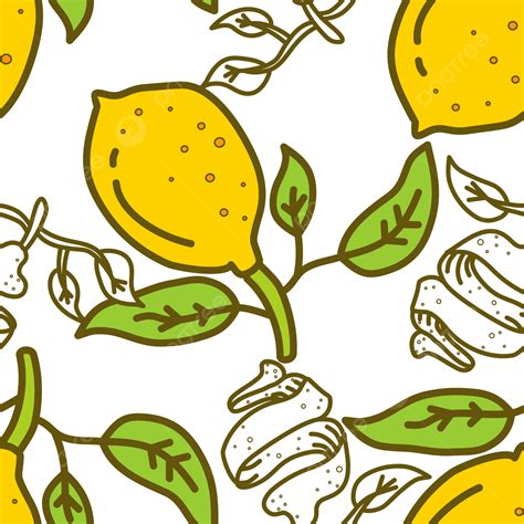 Lemon Fruit Pattern Seamless Vector Template Background Wallpaper Lemon Vector Background