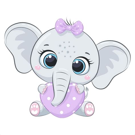 Lindo Beb Elefante Con Coraz N Ilustraci N Vectorial De Dibujos