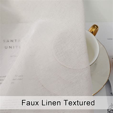 Ovzme Dolly Faux Linen Sheer Natural Curtains 2 Panels 63 Inch Length