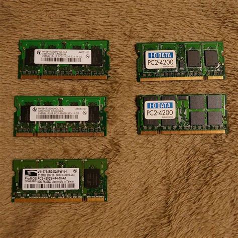 Yahooオークション Ddr2 Pc2 ノートpc メモリ 5枚セット 1gb～256mb