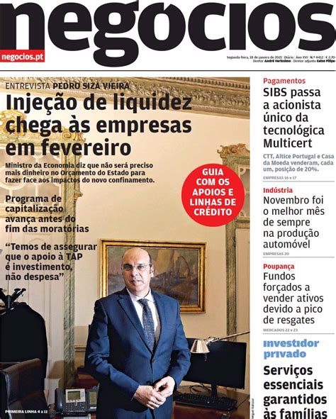 Capa Jornal De Negócios 18 Janeiro 2021 Capasjornaispt