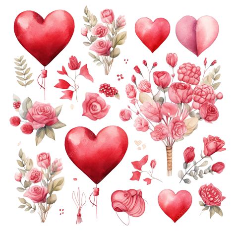 Watercolor Valentines Day Clipart, Watercolor Clipart, Valentines