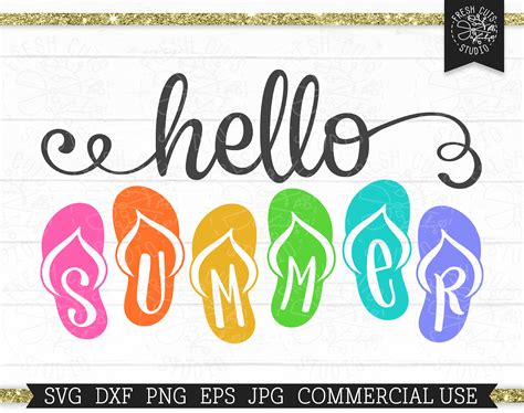 Hello Summer Svg Flip Flops Cut File For Cricut Silhouette Etsy Australia