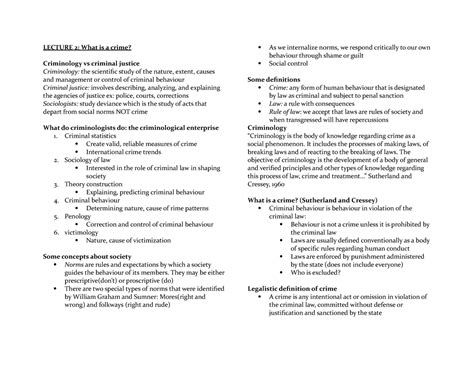 Crm Final Notes Lecture What Is A Crime Criminology Vs Criminal