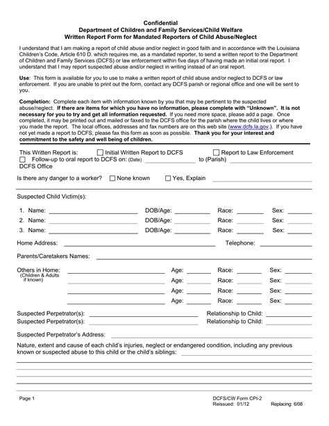 Dcfs Cw Form Cpi 2 Fill Out Printable PDF Forms Online