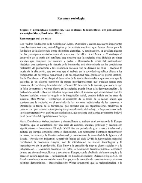 Copia de Resumen sociolog Ã a solemne I Resumen sociología Teorías y