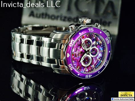 Invicta Pro Diver Scuba Men S Purple Diamond Abalone Dial Watch